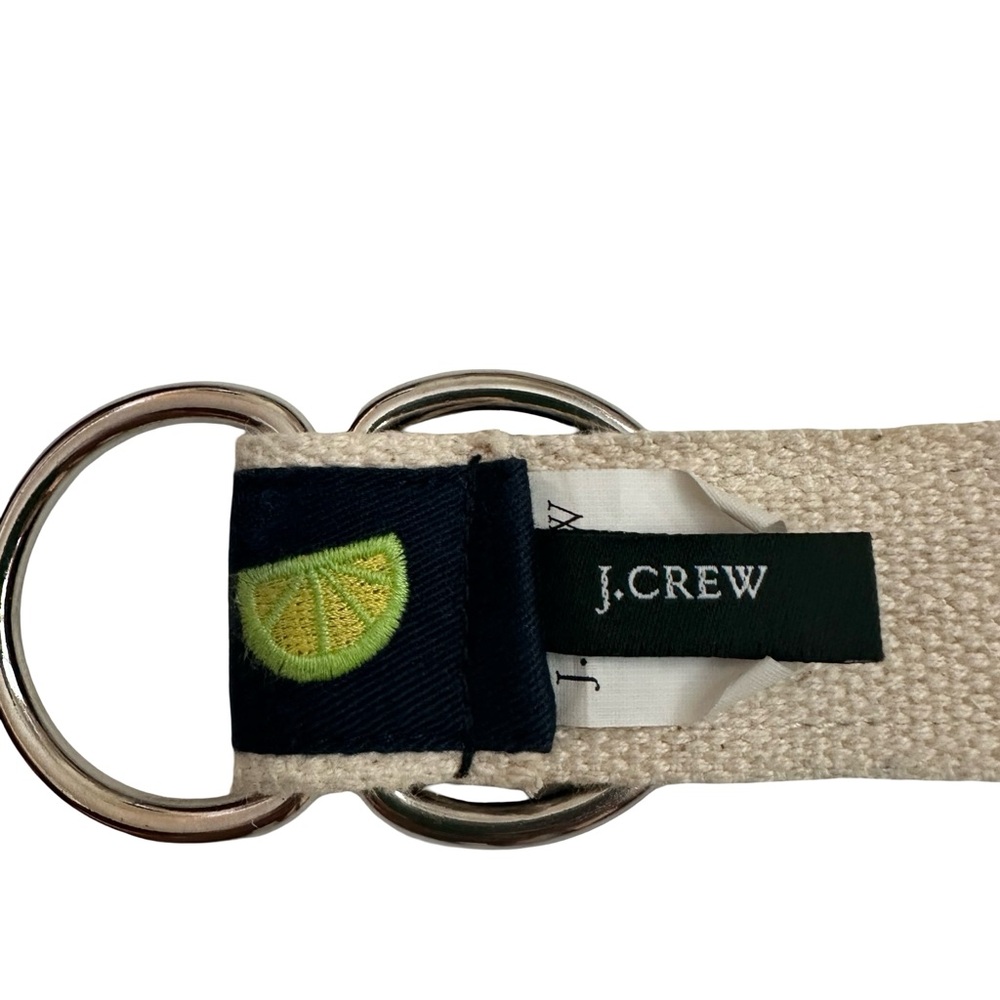 J. Crew 100% Cotton Canvas Double O-Ring Navy Belt with Citrus Fruit Print - Picture 5 of 6